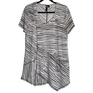 TS Taking Shape Zebra Patchwork Asymmetrical Hem Lagenlook Tunic Small